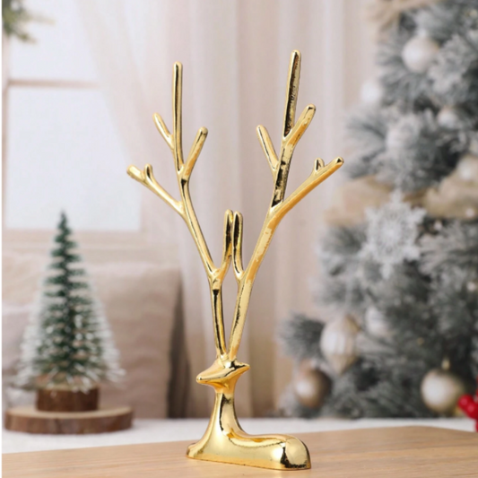 Luxe Gold Sitting Deer Decor