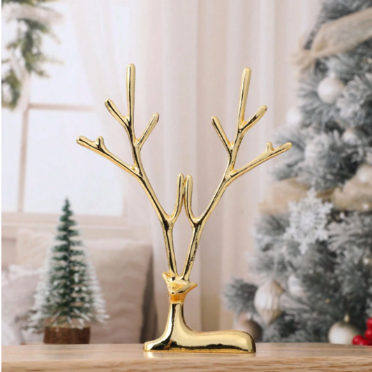 Luxe Gold Sitting Deer Decor