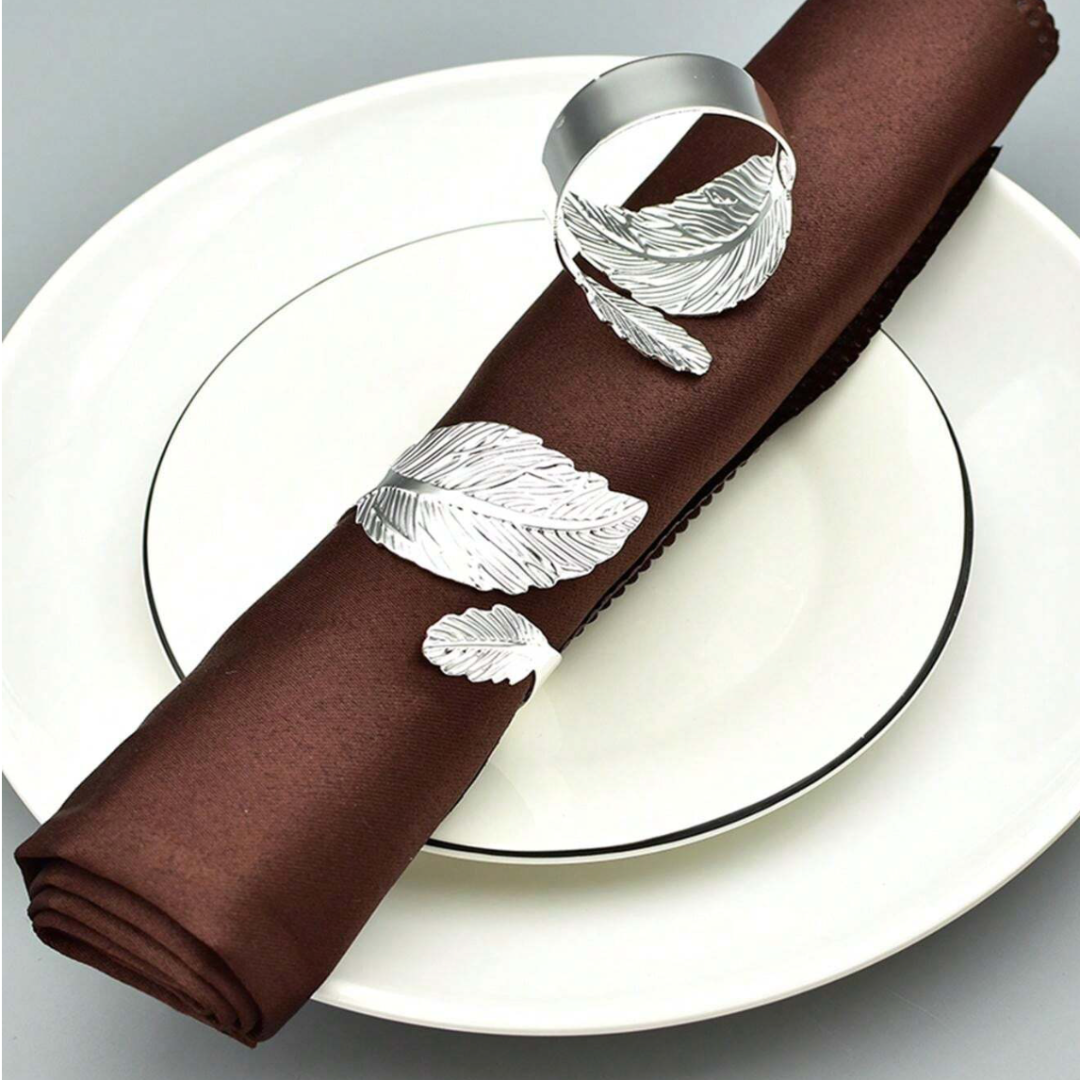 Elegant Leaf Napkin Rings (Set of 4)