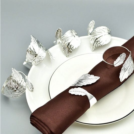 Elegant Leaf Napkin Rings (Set of 4)