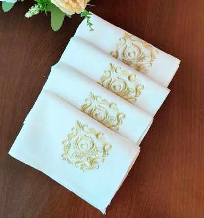 Elegant Embroidered Napkins (Set of 4)