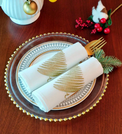 Elegant Embroidered Napkins (Set of 4)