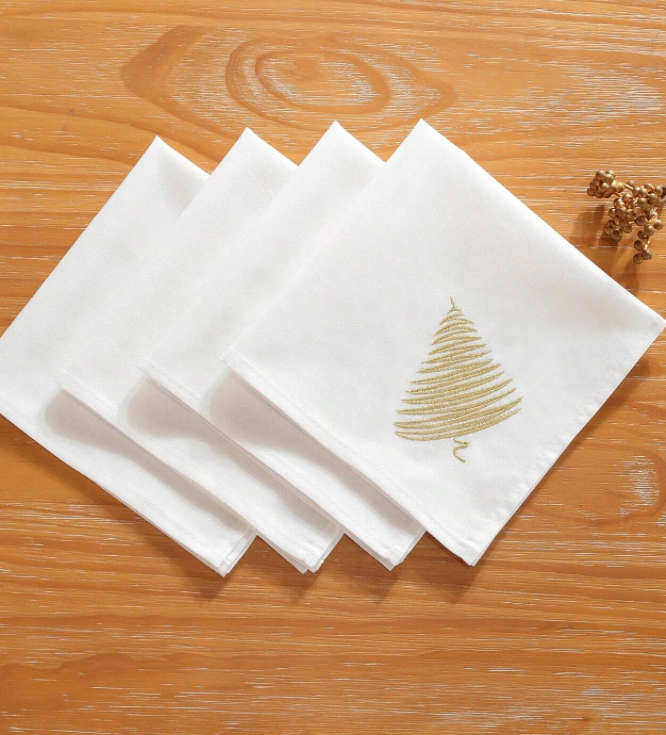 Elegant Embroidered Napkins (Set of 4)